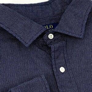 Polo Ralph Lauren Shirt Mens XXL Slim Fit Blue Geometric Pattern Long Sleeve